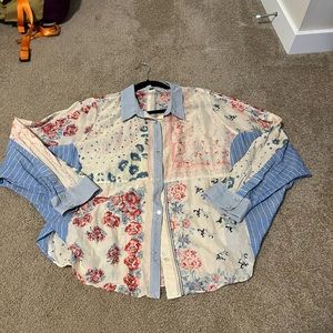 Free people button up dolman sleeve shirt
